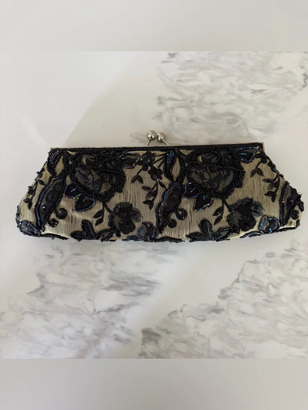 Black Beaded Clutch